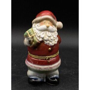 Santa Claus Hinged Porcelain Trinket Box Figurine 5" Tall